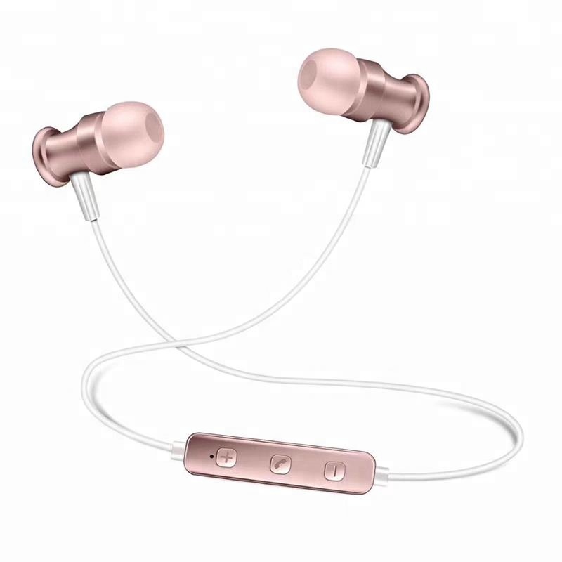 Magnetic Slim Wireless Sports Bluetooth Stereo Headset B3 (Rose Gold)